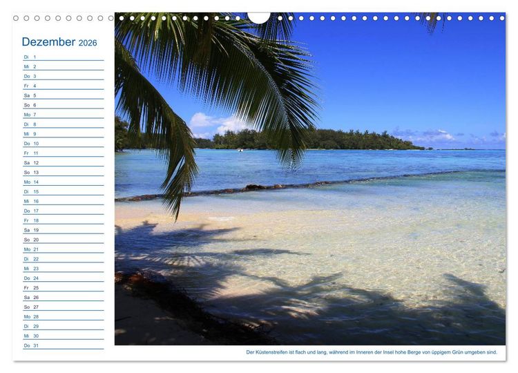 Produktbild: S&uuml;dsee-Insel Mo'orea (Wandkalender 2026 DIN A3 quer), CALVENDO Monatskalender