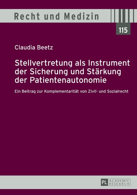 Produktbild: Stellvertretung als Instrument der Sicherung und Staerkung der Patientenautonomie