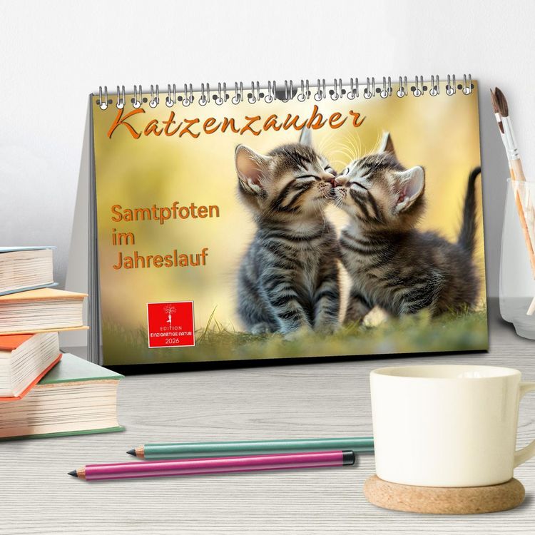 Produktbild: Katzenzauber - Samtpfoten im Jahreslauf (Tischkalender 2026 DIN A5 quer), CALVENDO Monatskalender
