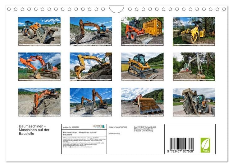 Produktbild: Baumaschinen - Maschinen auf der Baustelle (Wandkalender 2026 DIN A4 quer), CALVENDO Monatskalender