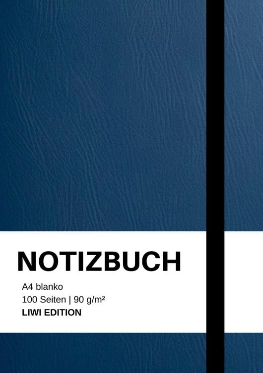 Produktbild: Notizbuch A4 blanko blau - 100 Seiten Soft Cover