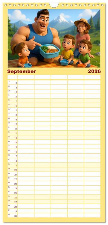 Produktbild: Familienplaner 2026 - Meine Familie, Kraftsport und ich mit 5 Spalten (Wandkalender, 21 x 45 cm) CALVENDO