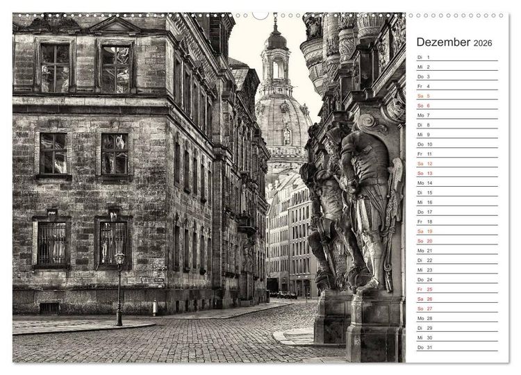 Produktbild: Dresden Schwarz-Wei&szlig; (Wandkalender 2026 DIN A2 quer), CALVENDO Monatskalender