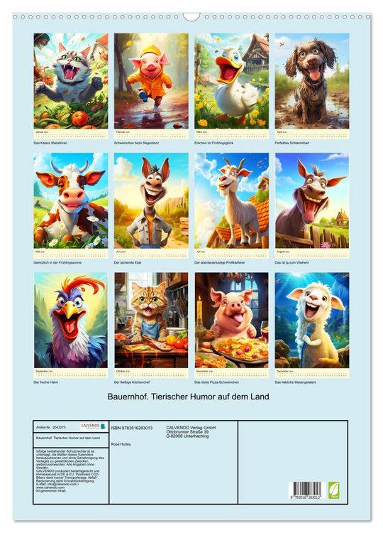 Produktbild: Bauernhof. Tierischer Humor auf dem Land (Wandkalender 2026 DIN A2 hoch), CALVENDO Monatskalender