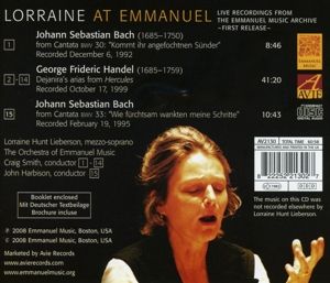 Produktbild: Lorraine at Emmanuel: Arias from Bach Cantatas,Ha