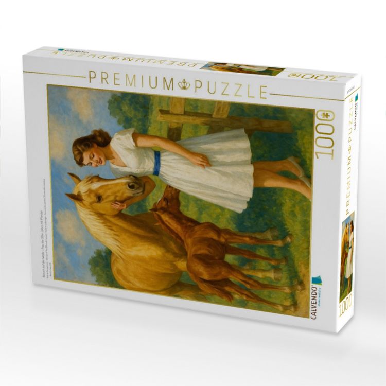 Produktbild: CALVENDO Puzzle Besuch auf der Weide - Frau der 50er Jahre mit Pferden | 1000 Teile Lege-Gr&ouml;&szlig;e 64x48cm Foto-Puzzle f&uuml;r gl&uuml;ckliche Stunden
