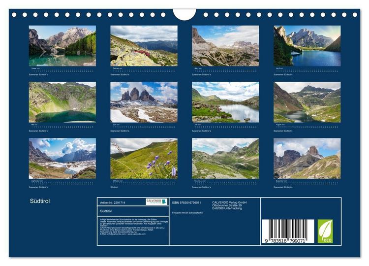 Produktbild: S&uuml;dtirol (Wandkalender 2027 DIN A4 quer), CALVENDO Monatskalender