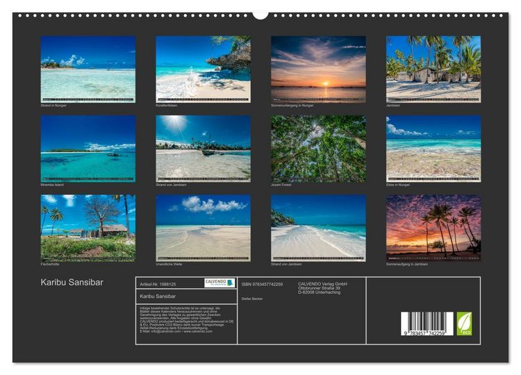 Produktbild: Karibu Sansibar (hochwertiger Premium Wandkalender 2026 DIN A2 quer), Kunstdruck in Hochglanz