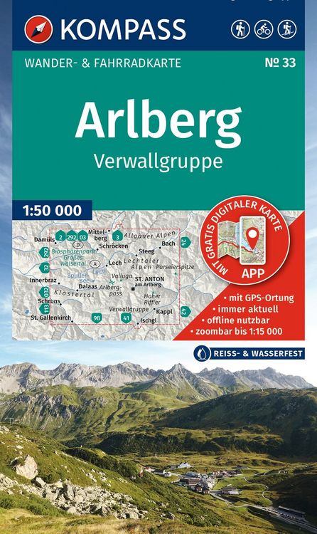 Produktbild: KOMPASS Wanderkarte 33 Arlberg, Verwallgruppe 1:50.000