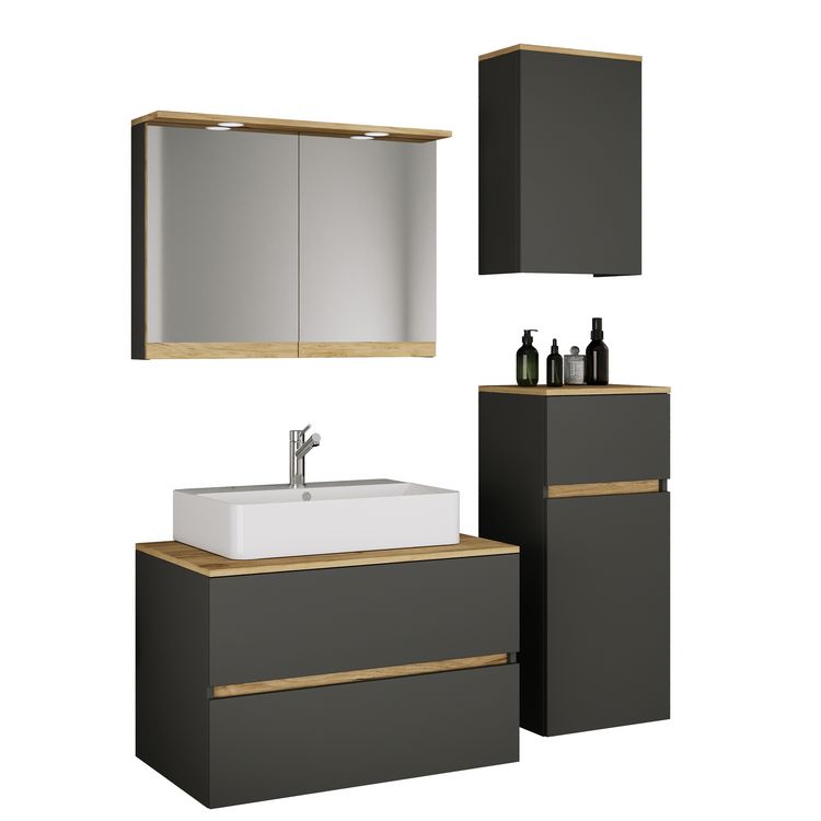 Produktbild: 5 tlg. Badm&ouml;bel-Set mit Waschbecken Cosila-A 80 cm