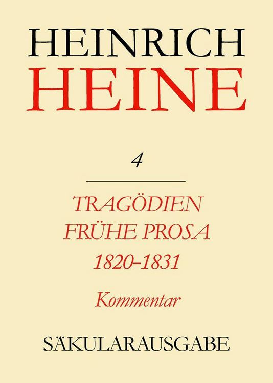 Produktbild: Trag&ouml;dien. Fr&uuml;he Prosa 1820-1831. Kommentar