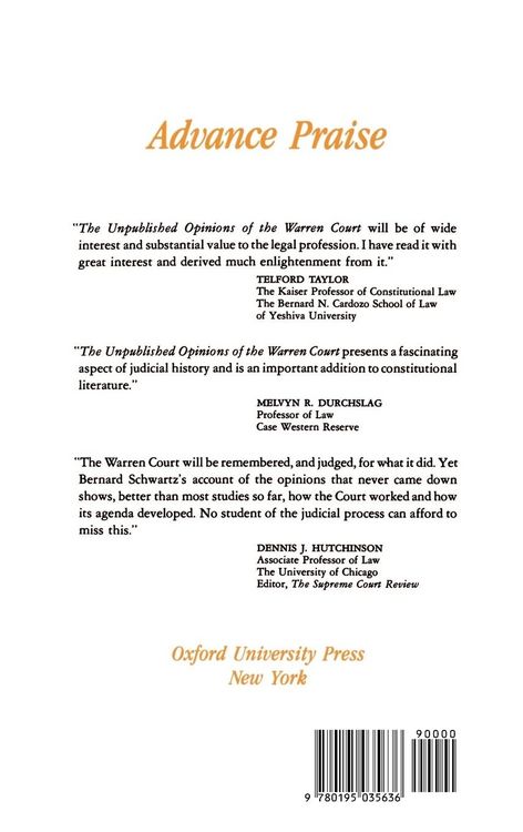 Produktbild: The Unpublished Opinions of the Warren Court