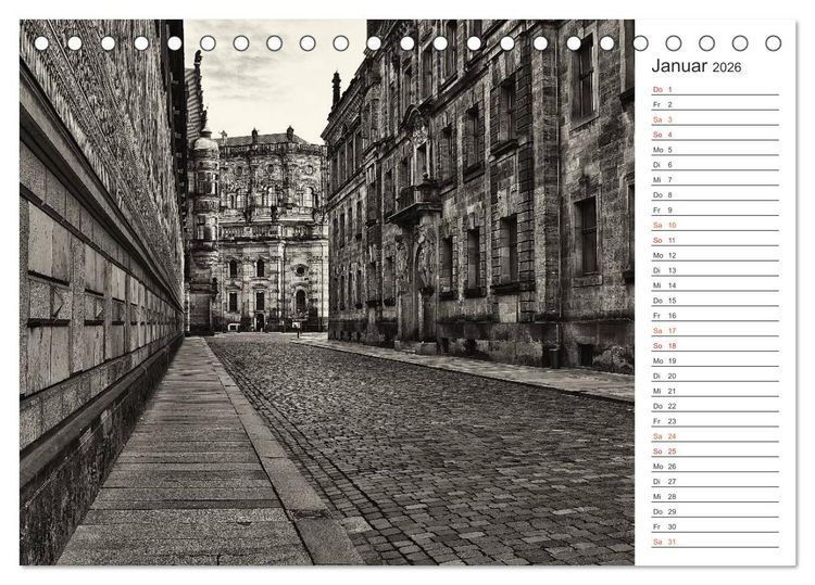 Produktbild: Dresden Schwarz-Wei&szlig; (Tischkalender 2026 DIN A5 quer), CALVENDO Monatskalender