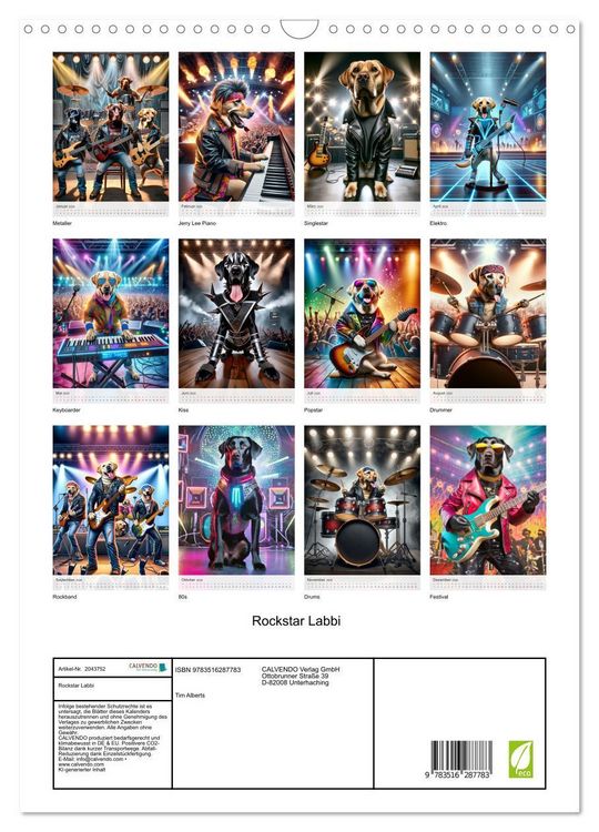 Produktbild: Rockstar Labbi (Wandkalender 2026 DIN A3 hoch), CALVENDO Monatskalender