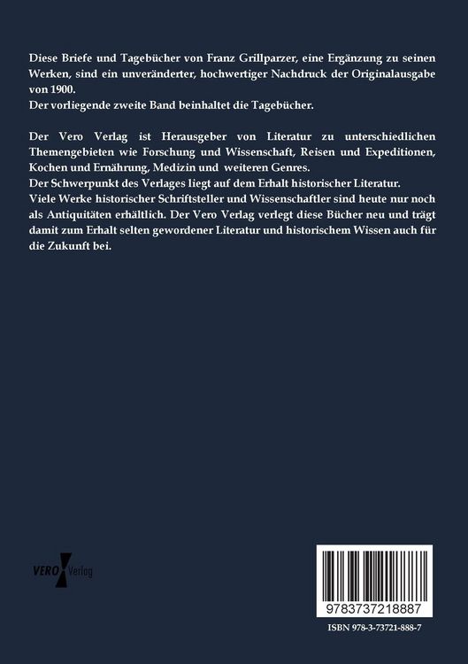Produktbild: Grillparzer&acute;s Briefe und Tageb&uuml;cher