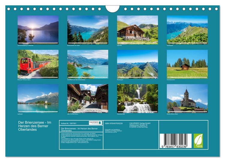 Produktbild: Der Brienzersee - Im Herzen des Berner Oberlandes (Wandkalender 2026 DIN A4 quer), CALVENDO Monatskalender