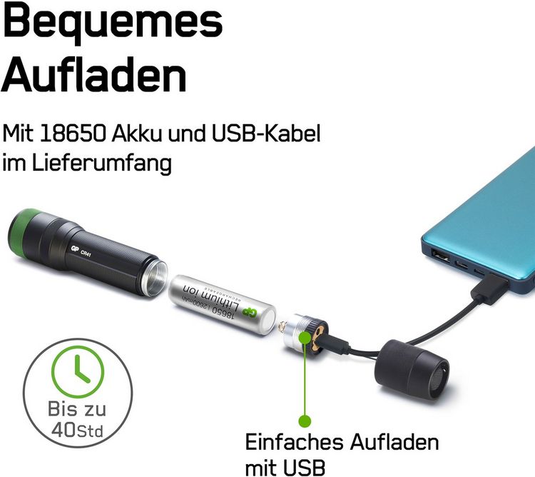 Produktbild: GP Discovery GPDISFLCR41BL935 GPDISFLCR41BL935 LED Taschenlampe akkubetrieben 650 lm 40 h 179 g
