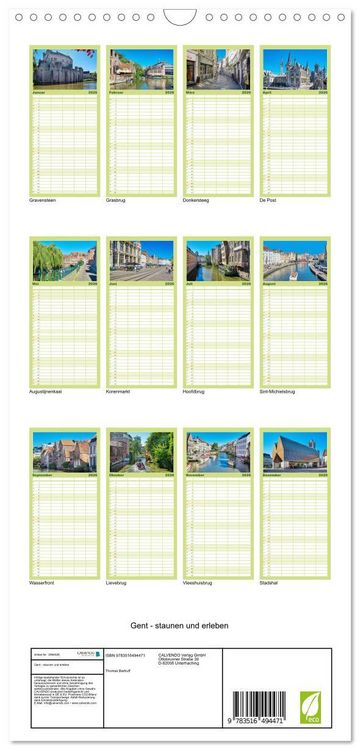 Produktbild: Familienplaner 2026 - Gent - staunen und erleben mit 5 Spalten (Wandkalender, 21 x 45 cm) CALVENDO