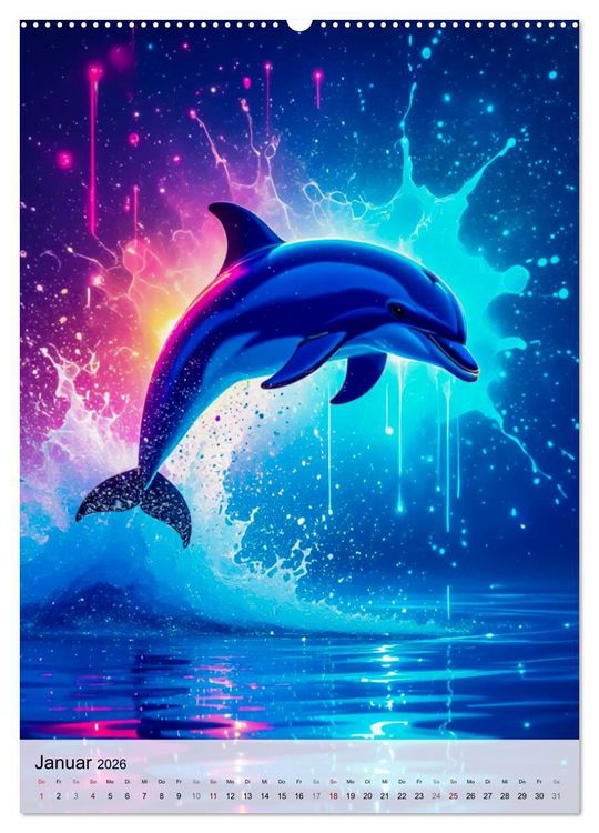 Produktbild: Neon Wildlife (hochwertiger Premium Wandkalender 2026 DIN A2 hoch), Kunstdruck in Hochglanz