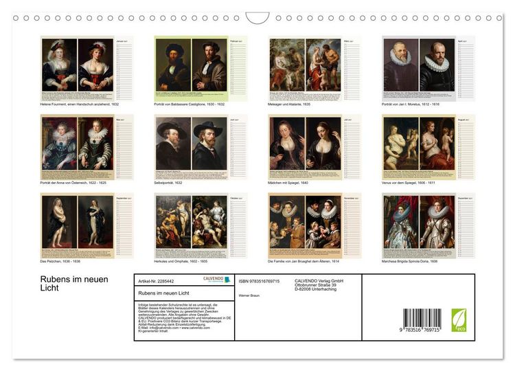 Produktbild: Rubens im neuen Licht (Wandkalender 2027 DIN A3 quer), CALVENDO Monatskalender