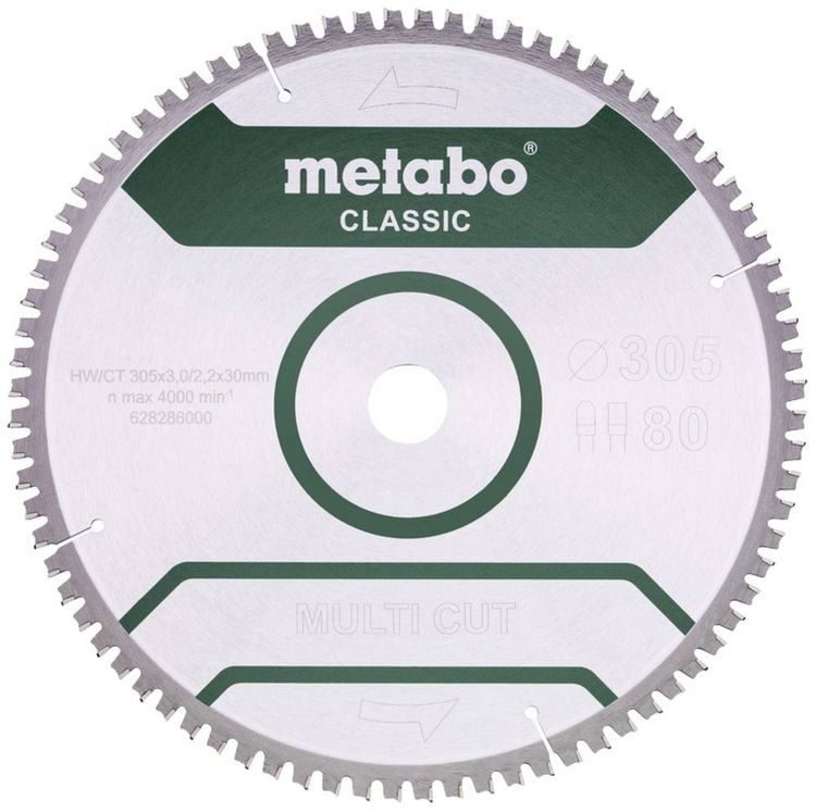 Produktbild: Metabo MULTI CUT CLASSIC 628286000 Kreiss&auml;geblatt 305 x 30 x 2.2mm Z&auml;hneanzahl: 80 1St.