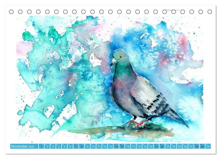 Produktbild: Faszination V&ouml;gel im Aquarell - Expressionistische Kunst von Doris Kr&uuml;ger (Tischkalender 2026 DIN A5 quer), CALVENDO Monatskalender