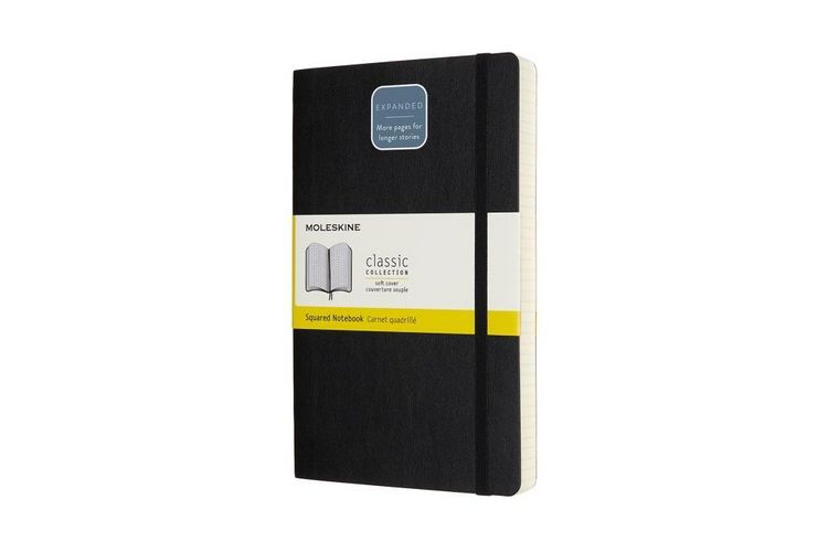 Produktbild: Moleskine Notizbuch Large/A5, Kariert, Erweiterte Seitenanzahl, Schwarz