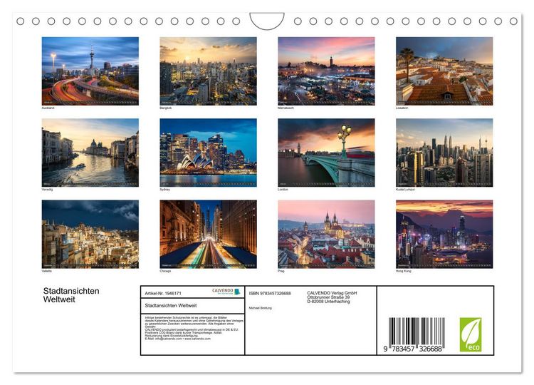 Produktbild: Stadtansichten Weltweit (Wandkalender 2026 DIN A4 quer), CALVENDO Monatskalender