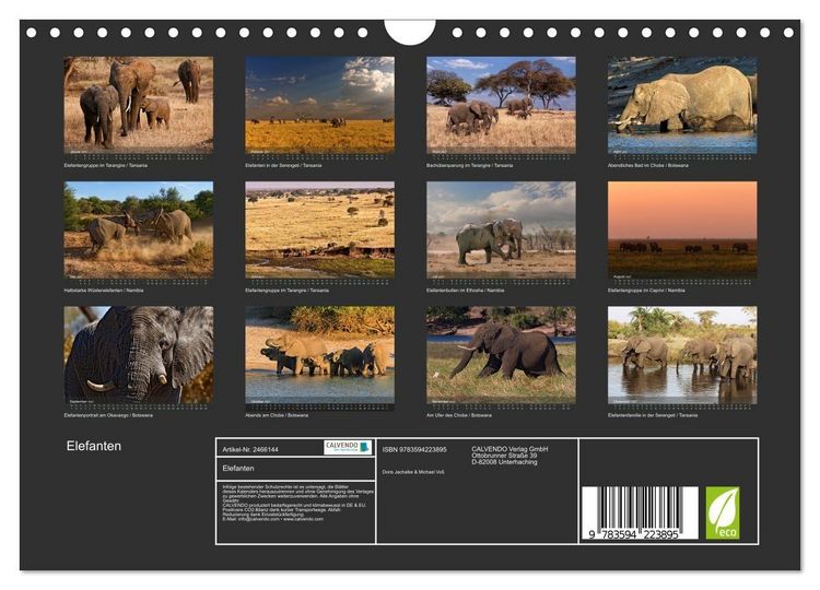 Produktbild: Elefanten (Wandkalender 2027 DIN A4 quer), CALVENDO Monatskalender