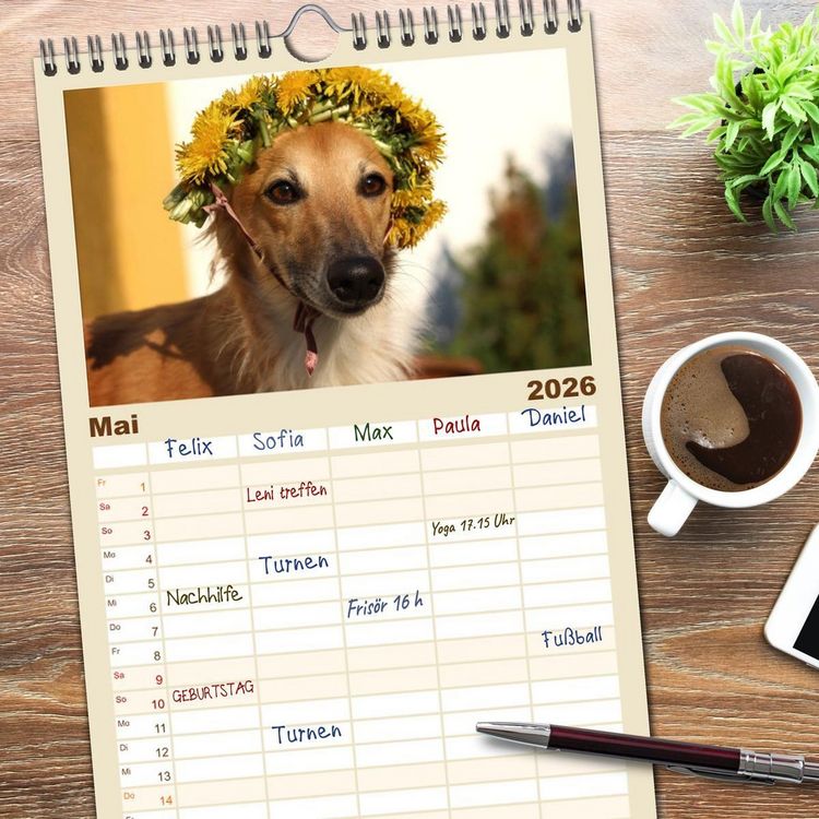 Produktbild: Familienplaner 2026 - Der Silken Windsprite - ein Seelenhund mit 5 Spalten (Wandkalender, 21 x 45 cm) CALVENDO