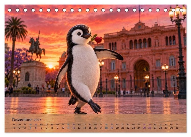 Produktbild: Pinguins gro&szlig;e Weltreise (Tischkalender 2027 DIN A5 quer), CALVENDO Monatskalender