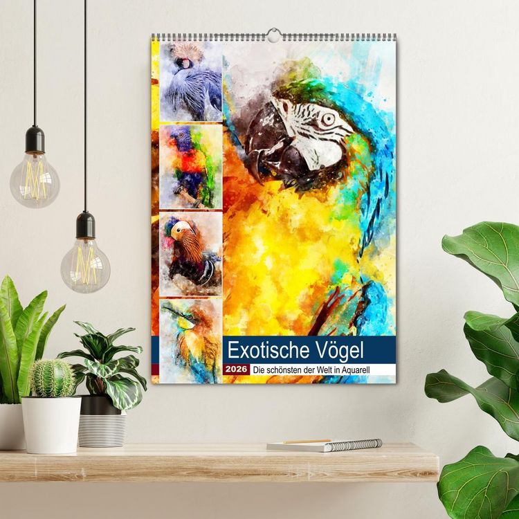 Produktbild: Exotische V&ouml;gel - Die Sch&ouml;nsten der Welt in Aquarell (Wandkalender 2026 DIN A2 hoch), CALVENDO Monatskalender