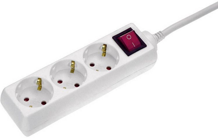 Produktbild: Steckdosenleiste 3-fach 87116 Farbe wei&szlig; Ausf&uuml;hrung Steckdosenleiste mit Schalter Zuleitung H05VV-F 3G1,5 L&auml;nge 1,4 m St
