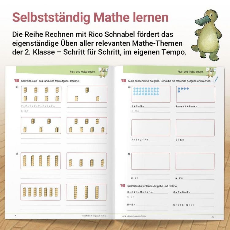 Produktbild: Rechnen mit Rico Schnabel Klasse 2, Heft 2 &ndash; Selbstst&auml;ndig das Multiplizieren und Dividieren trainieren