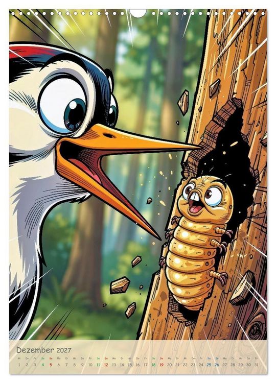 Produktbild: Lustige Buntspechte - Comic (Wandkalender 2027 DIN A3 hoch), CALVENDO Monatskalender