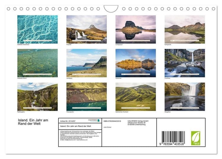 Produktbild: Island. Ein Jahr am Rand der Welt (Wandkalender 2027 DIN A4 quer), CALVENDO Monatskalender
