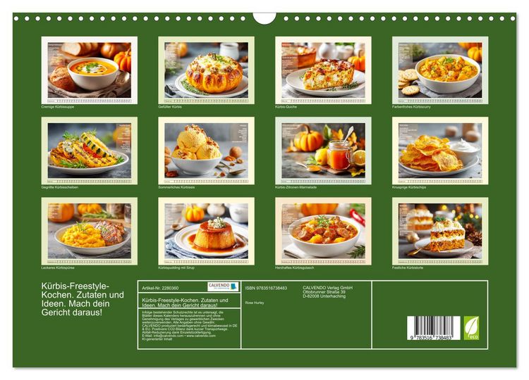Produktbild: K&uuml;rbis-Freestyle-Kochen. Zutaten und Ideen. Mach dein Gericht daraus! (Wandkalender 2026 DIN A3 quer), CALVENDO Monatskalender