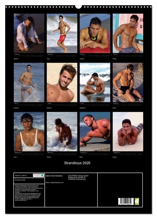 Produktbild: Strandboys 2026 (Wandkalender 2026 DIN A2 hoch), CALVENDO Monatskalender