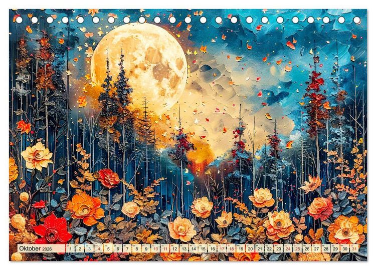 Produktbild: Blumenn&auml;chte im Mondlicht - Poesie des Himmels und der Erde (Tischkalender 2026 DIN A5 quer), CALVENDO Monatskalender