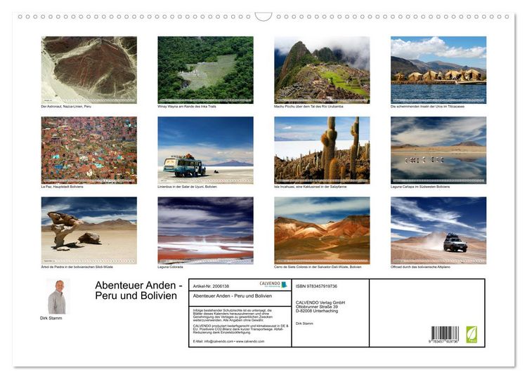 Produktbild: Abenteuer Anden - Peru und Bolivien (Wandkalender 2026 DIN A2 quer), CALVENDO Monatskalender