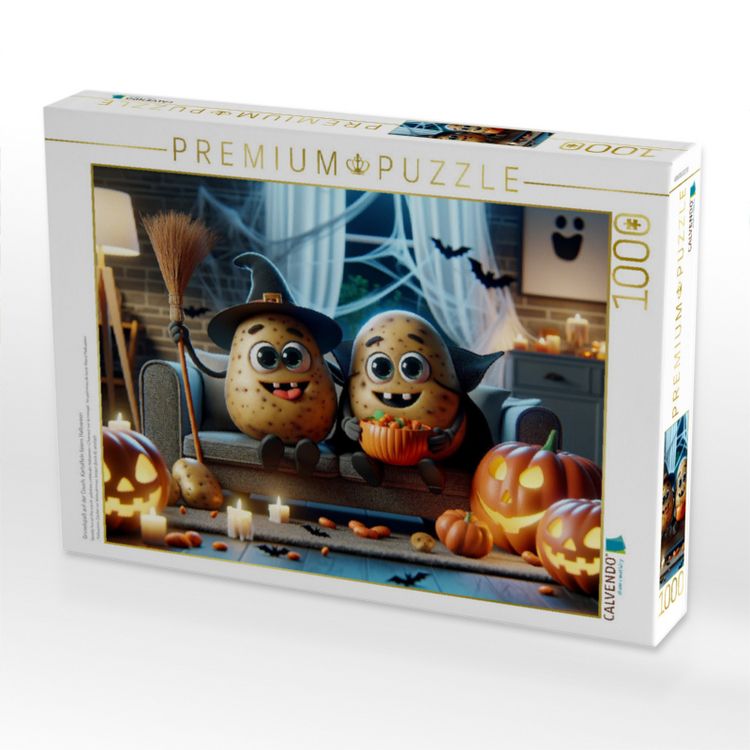 Produktbild: CALVENDO Puzzle Gruselspa&szlig; auf der Couch: Kartoffeln feiern Halloween | 1000 Teile Lege-Gr&ouml;&szlig;e 64x48cm Foto-Puzzle f&uuml;r gl&uuml;ckliche Stunden