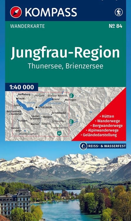 Produktbild: KOMPASS Wanderkarte 84 Jungfrau-Region, Thunersee, Brienzersee 1:40.000