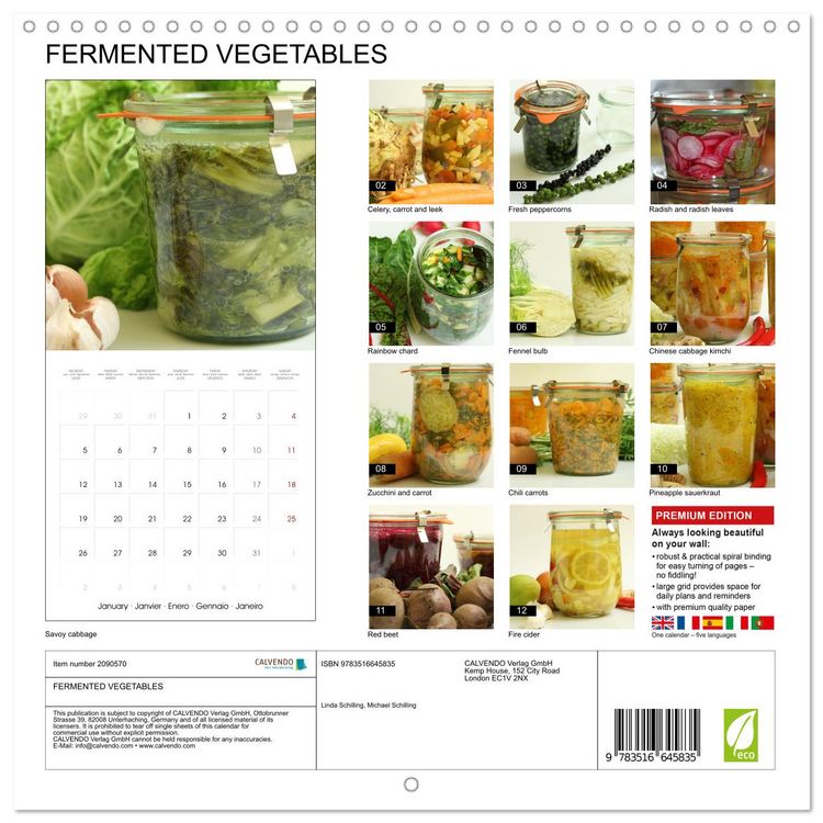 Produktbild: FERMENTED VEGETABLES (Wall Calendar 2026 12 &times; 12 Inch) CALVENDO 12 Month Wall Calendar