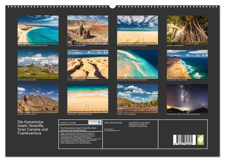 Produktbild: Die Kanarische Inseln Teneriffa, Gran Canaria und Fuerteventura (Wandkalender 2026 DIN A2 quer), CALVENDO Monatskalender