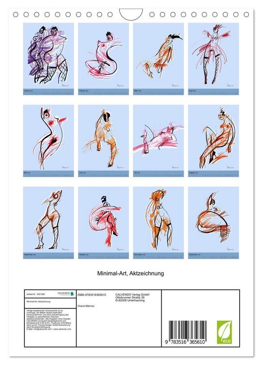 Produktbild: Minimal-Art, Aktzeichnung (Wandkalender 2026 DIN A4 hoch), CALVENDO Monatskalender