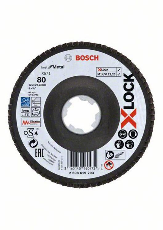 Produktbild: Bosch Accessories 2608619203 F&auml;cherschleifscheibe Durchmesser 125mm K&ouml;rnung (num)=80 1St.
