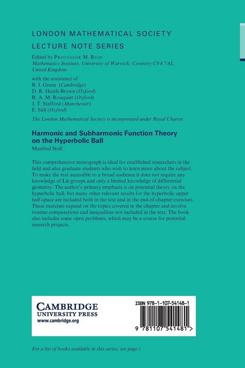 Produktbild: Harmonic and Subharmonic Function Theory on the Hyperbolic Ball