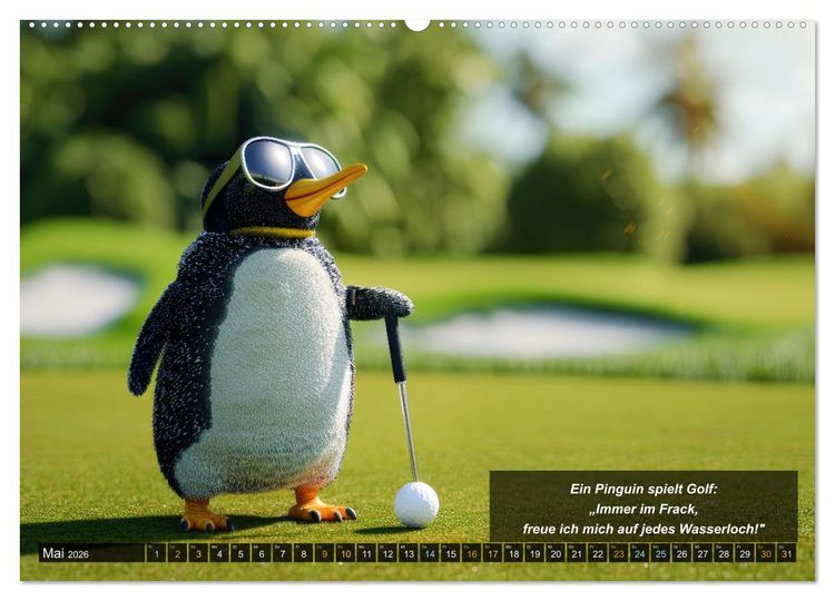 Produktbild: Der tierisch lustige Golfkalender (hochwertiger Premium Wandkalender 2026 DIN A2 quer), Kunstdruck in Hochglanz