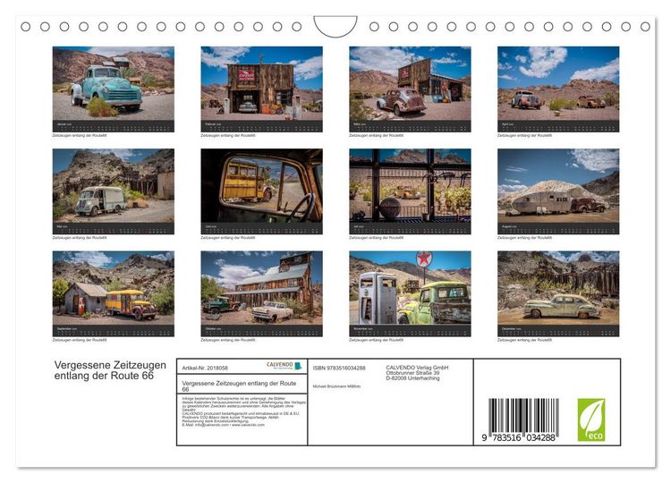 Produktbild: Vergessene Zeitzeugen entlang der Route 66 (Wandkalender 2026 DIN A4 quer), CALVENDO Monatskalender