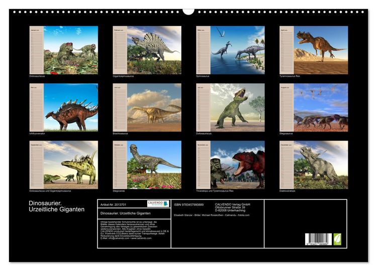 Produktbild: Dinosaurier. Urzeitliche Giganten (Wandkalender 2026 DIN A2 quer), CALVENDO Monatskalender